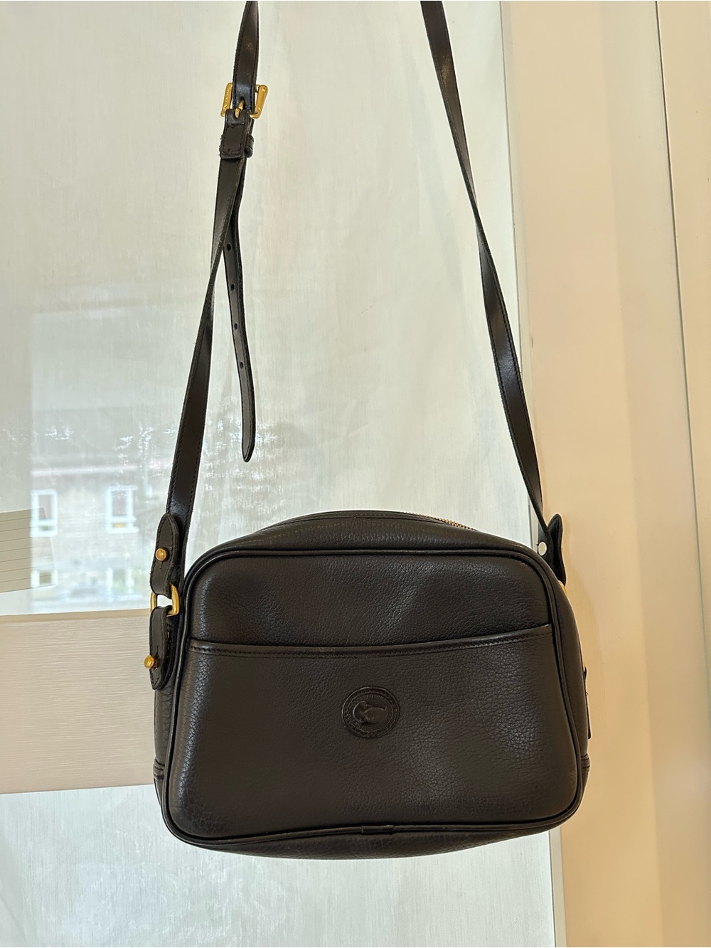 Dooney & Bourke Black Leather Crossbody with Gold-Tone Hardware